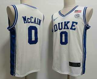 Mens Duke Blue Devils #0 Jared McCAIN White College Basketball Jersey->college and high school->NBA Jersey